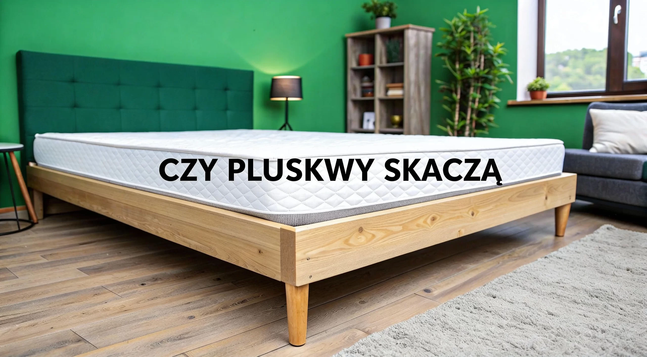 zdjęcie pokoju z napisem Czy pluskwy skaczą