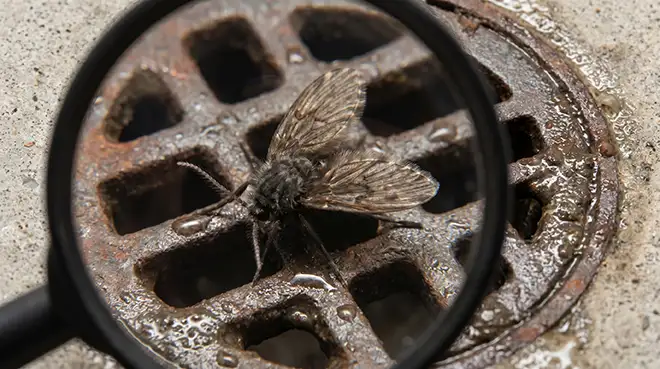 Muszla odpływowa znajduje się w pobliżu metalowego korka zlewu.